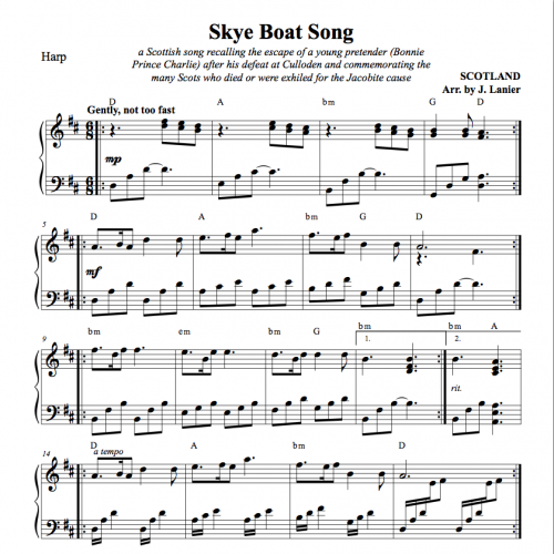 skye boat song espa ol skye boat song for harp in d c or g janet lanier skye boat song espa ol skye boat song for harp in d c or g janet lanier